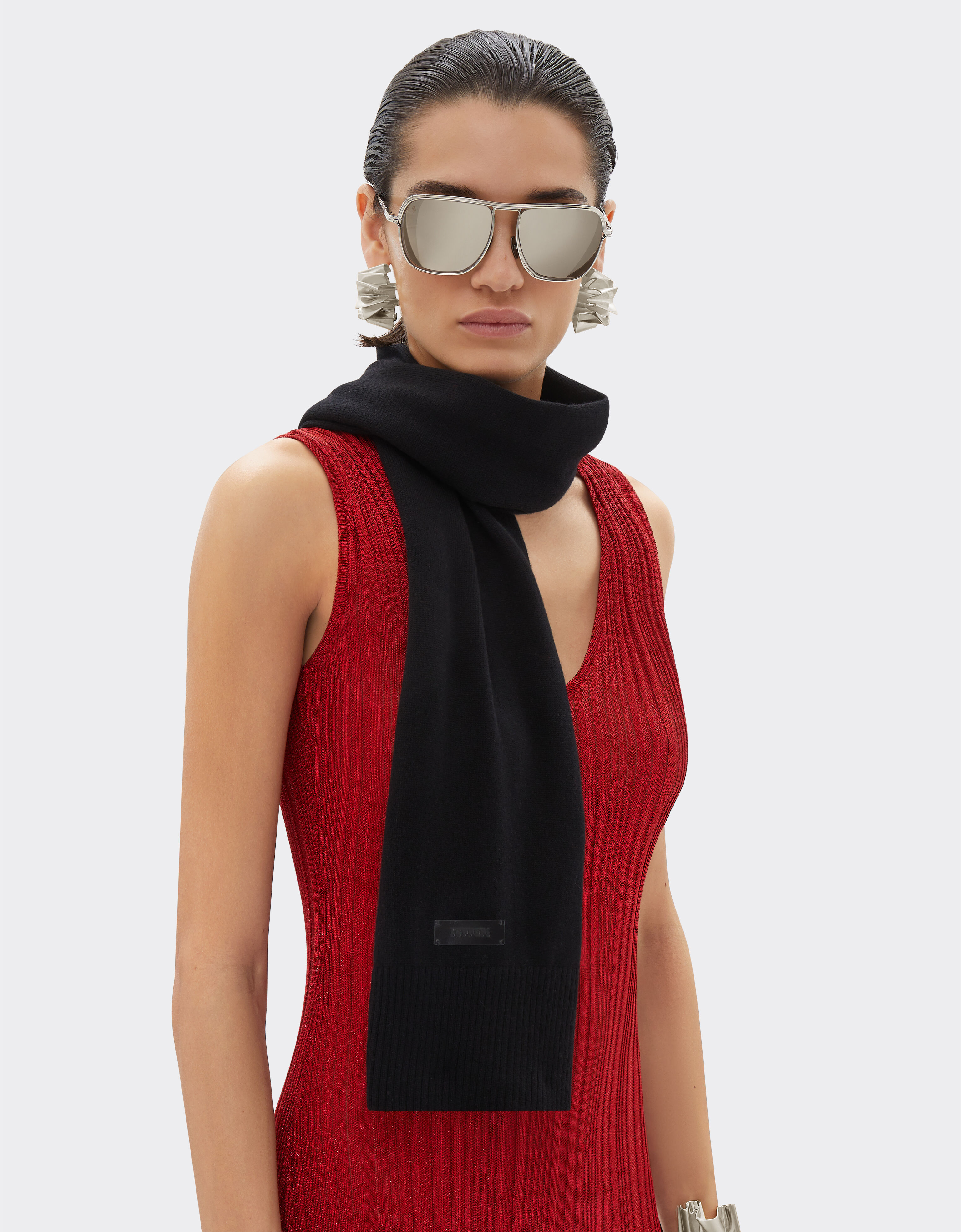 Ferrari 羊毛和羊绒围巾 黑色 21732f