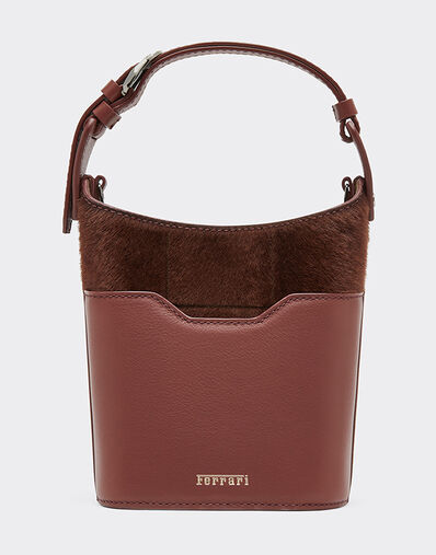 Ferrari Mini shearling bucket bag Espresso 49267f