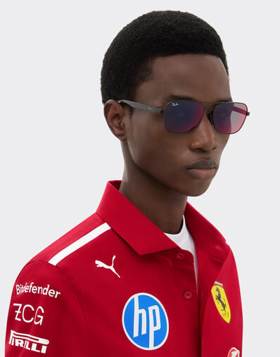 Ferrari 雷朋与法拉利车队合作款 RB8336M 蓝色/红色镜面深灰色镜片哑光黑色金属与深色碳纤维太阳镜 哑光黑 LA02Bf