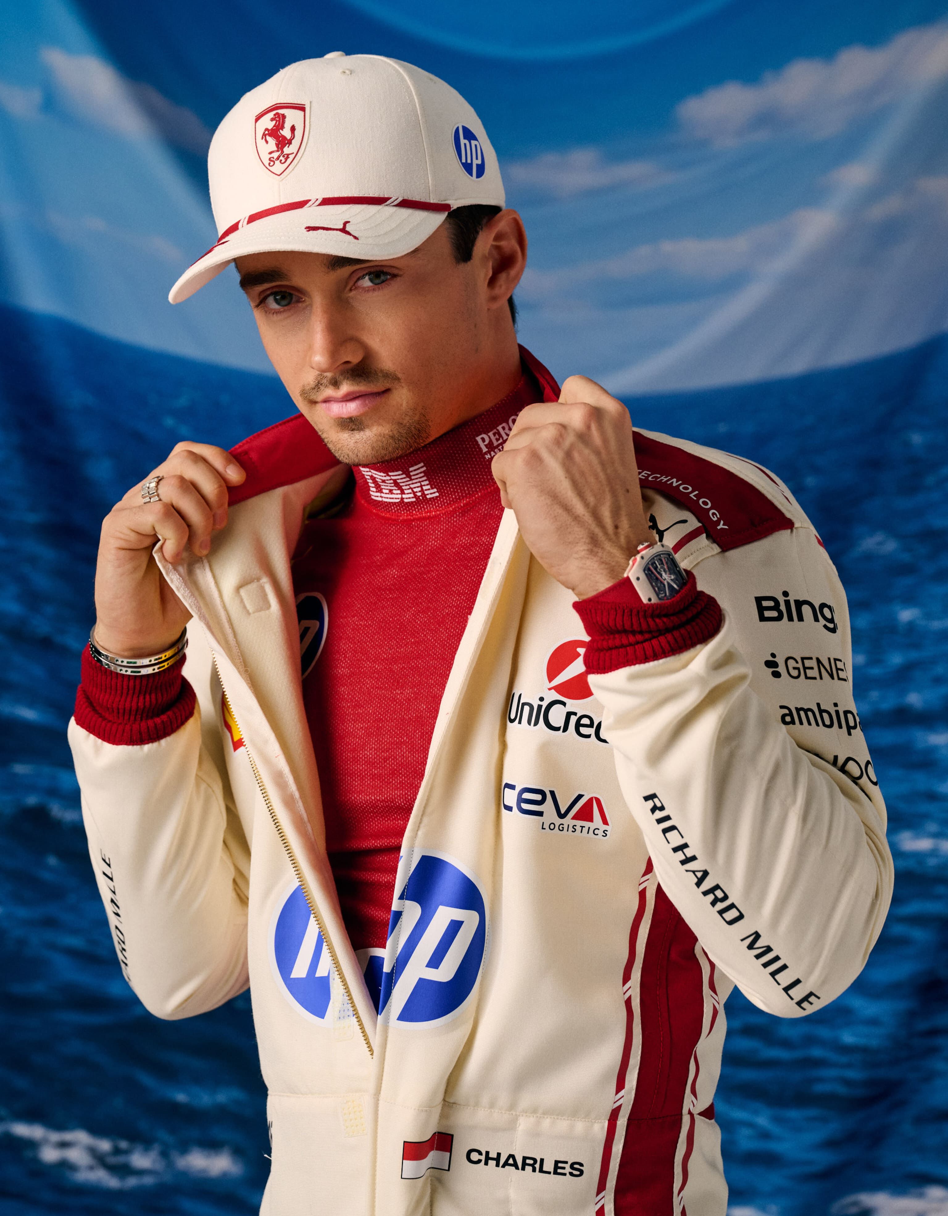 Ferrari Combinaison de course Replica Leclerc pour le GP de Monaco 2026 Bianco LW0JU1082EXT0001f