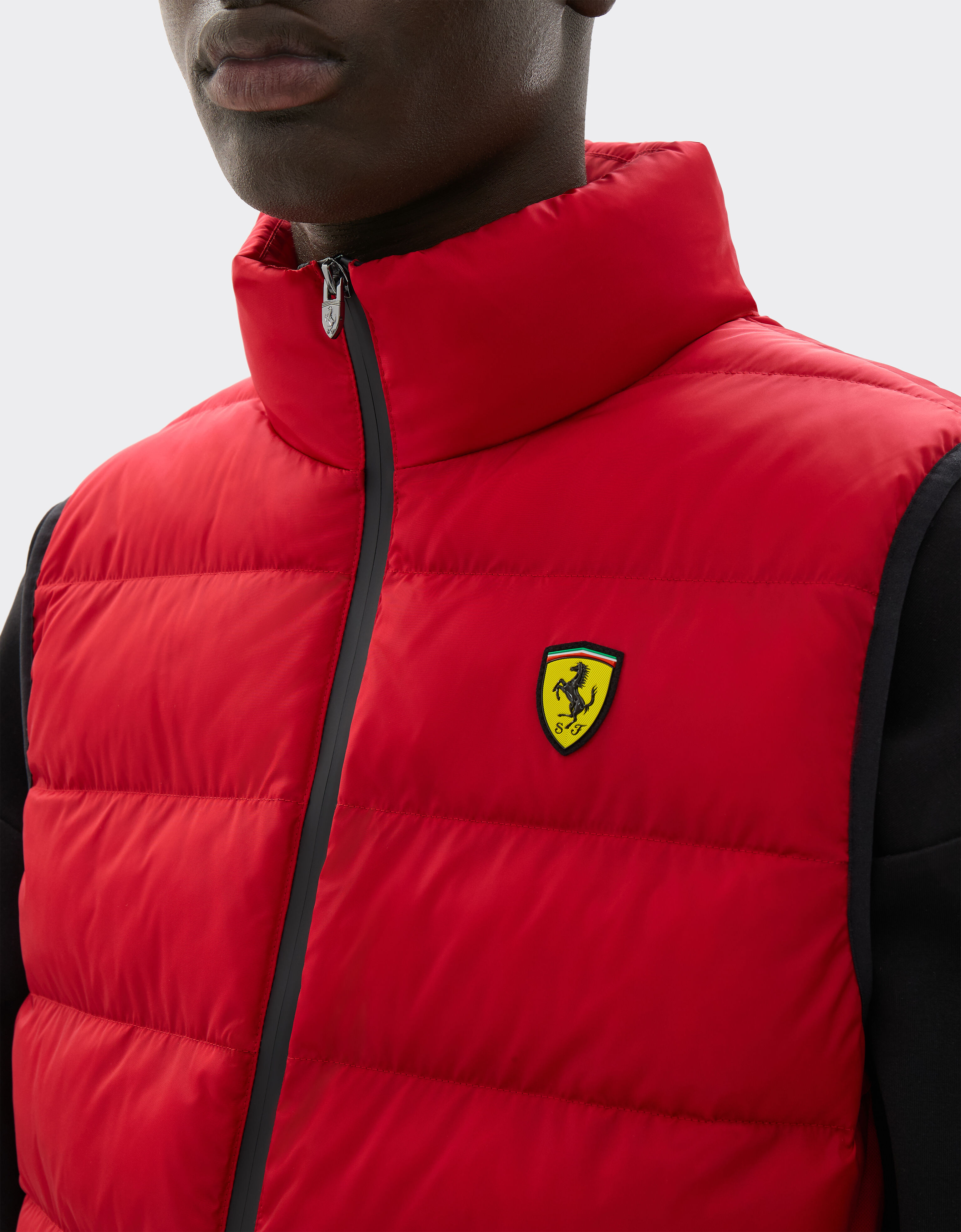  Quilted nylon vest with Ferrari Scudetto Rosso SWMVT0001WNY0003f