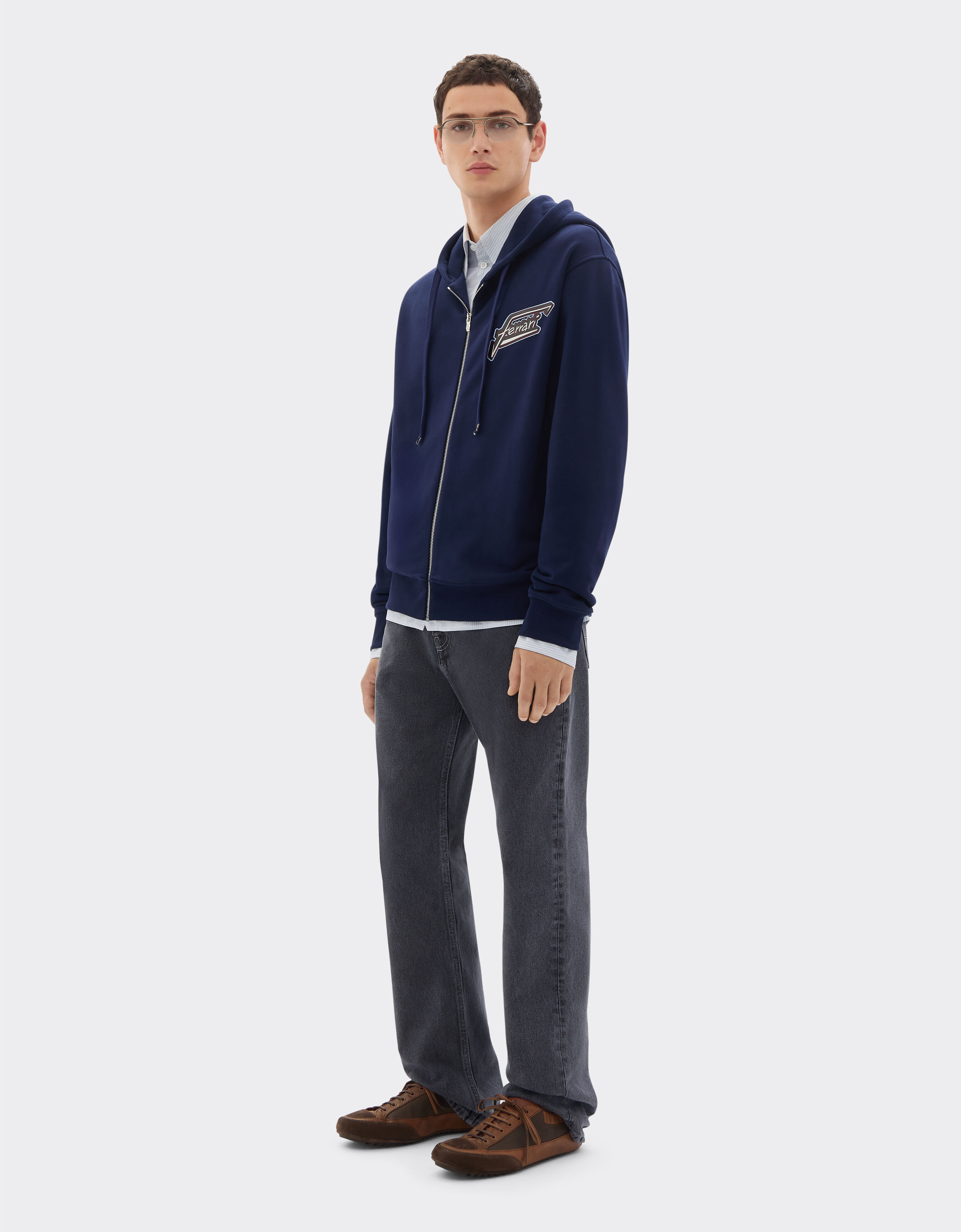 Ferrari 法拉利拼饰棉质拉链卫衣 Ultramarine 50823f