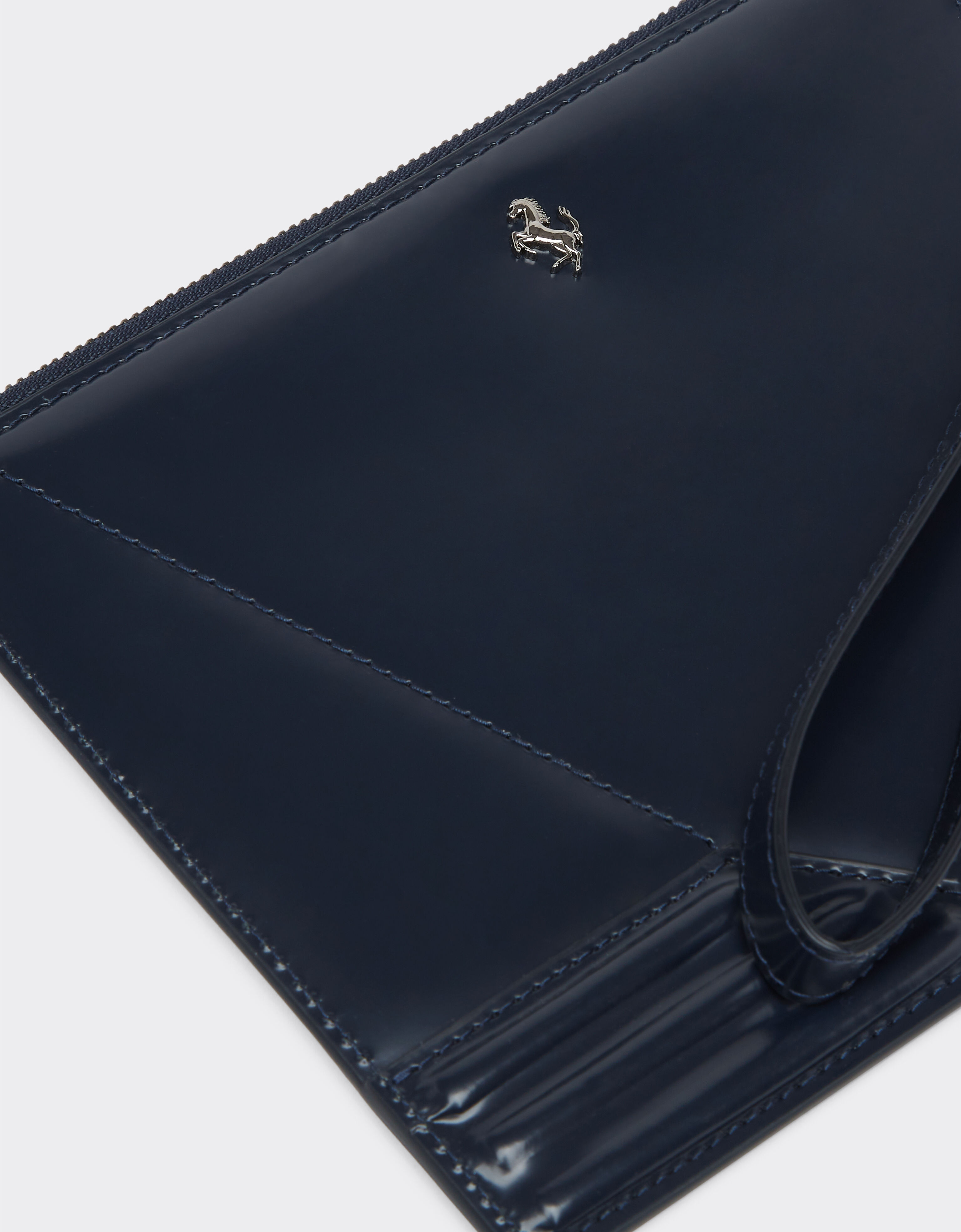 Ferrari 法拉利 GT 磨面皮革拉链手包 Navy 21419f