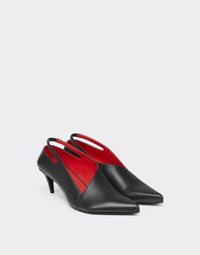 Ferrari Leather Slingback with Side Cut-out Marrone Scuro CSWSL0006XL00004f