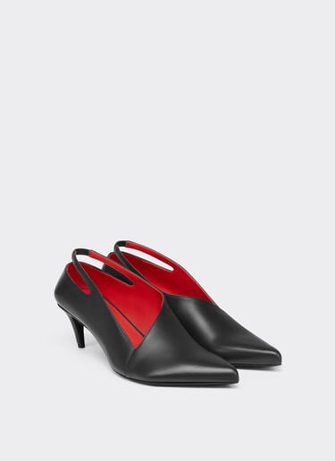 Ferrari Leather Slingback with Side Cut-out Marrone Scuro CSWSL0006XL00004f
