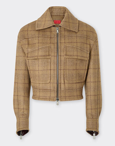 Ferrari 格纹羊毛短夹克 Espresso 22609f