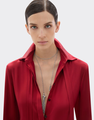 Ferrari Rhinestone necklace with Prancing Horse and mini piston Polished Chrome 50317f