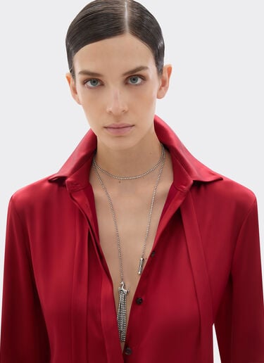 Ferrari Rhinestone necklace with Prancing Horse and mini piston Polished Chrome 50317f