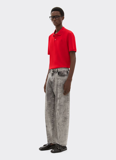 Ferrari Organic cotton piqué polo shirt with Prancing Horse Rosso Corsa CJMPO0014JCO0053f