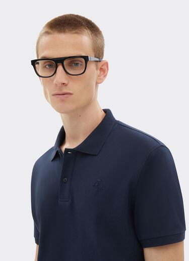 Organic cotton piqué polo shirt with Prancing Horse Ferrari Organic cotton piqué polo shirt with Prancing Horse Navy Blue CJMPO0014JCO0053f