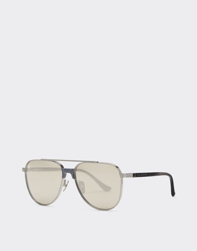 Ferrari Ferrari sunglasses in  brushed silver titanium and acetate with transparent gold lenses with white mirror coating Silver LA0KQf