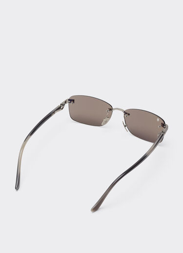 Ferrari Ferrari sunglasses in  brushed silver-colored titanium  and acetate with transparent gold lenses with white mirror coating Silver LA0L6f