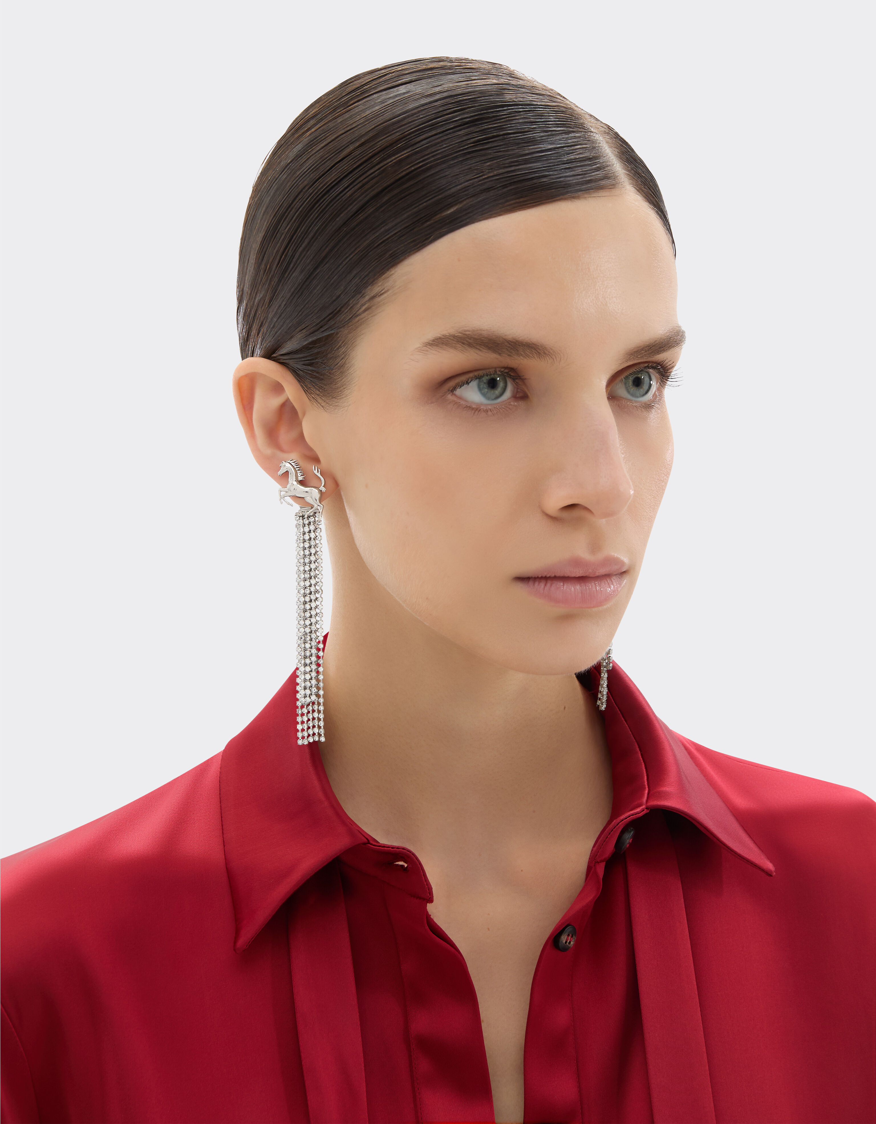 Earrings with rhinestones Ferrari Earrings with rhinestones Polished Chrome 50182f