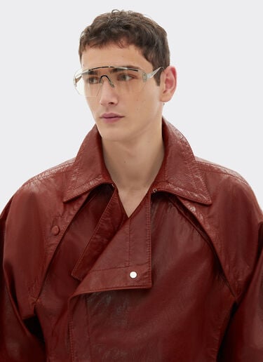 Ferrari 上蜡皮革飞行员夹克 Fired Brick 51439f