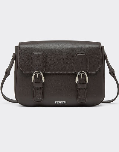 Ferrari Messenger bag in grenade leather Marrone Scuro 50583f