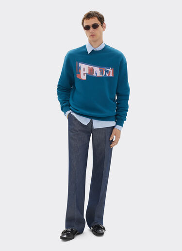 Ferrari Sweatshirt with color block logo print Peacock 49278f