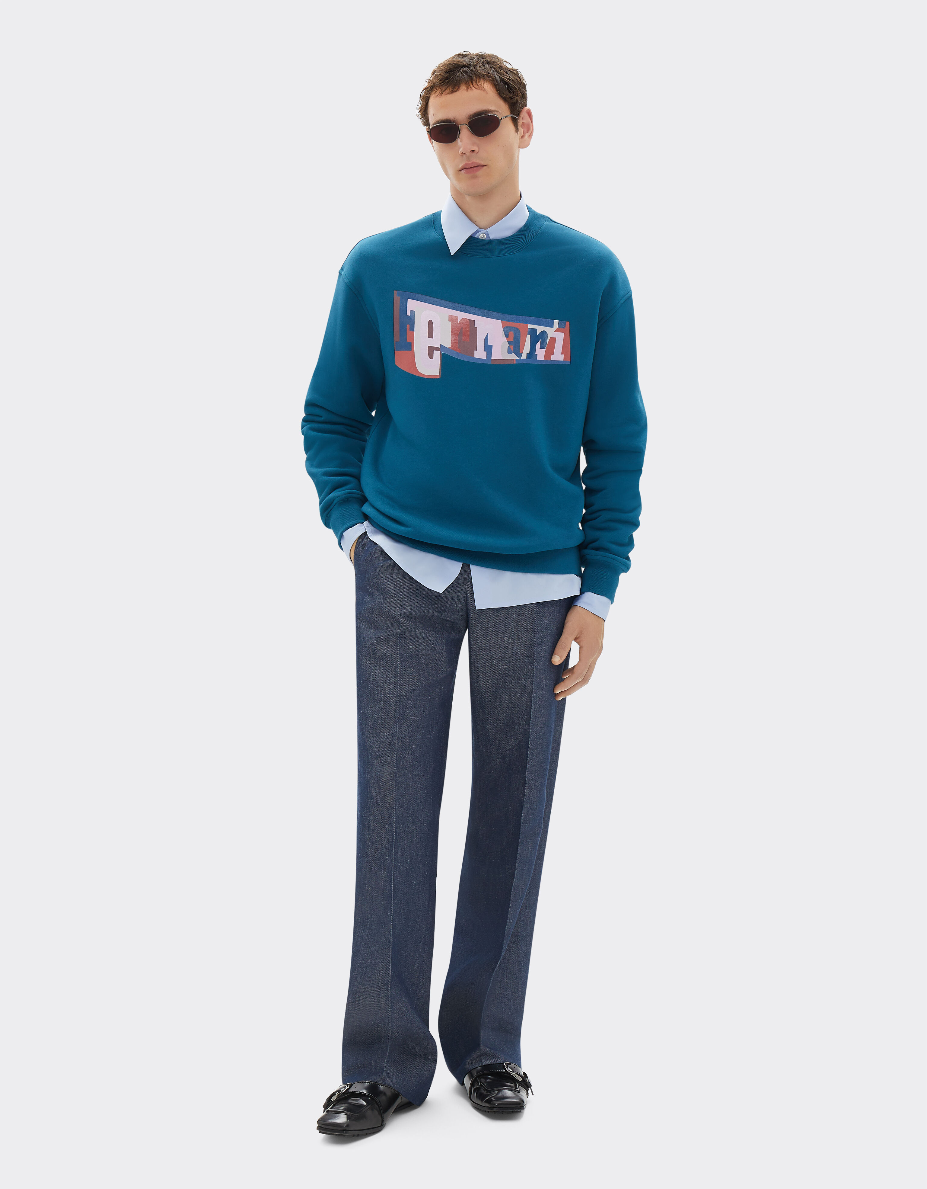 Ferrari Sweatshirt with color block logo print Peacock 49278f