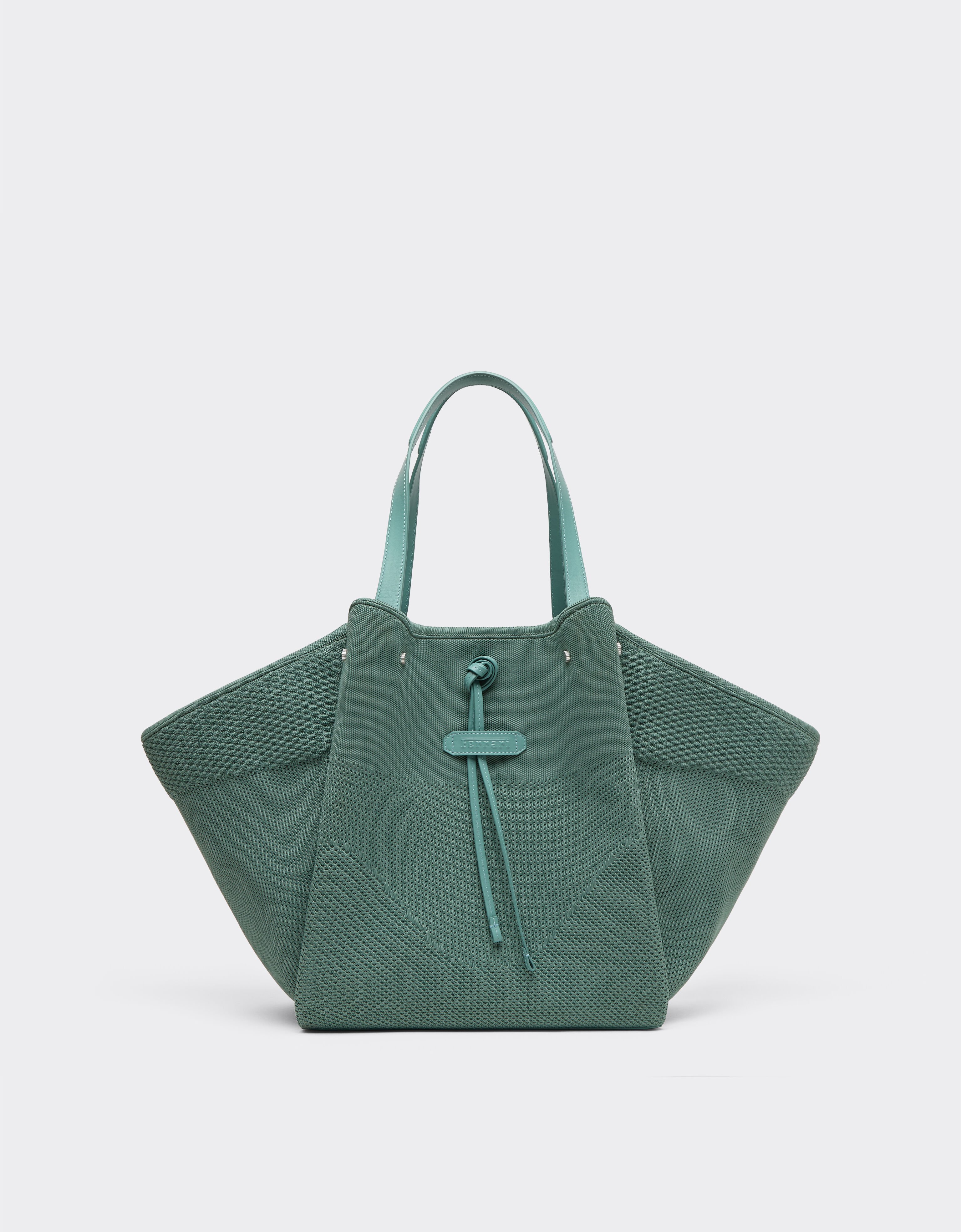 Ferrari Knitted and leather tote bag Verde Granito 50170f