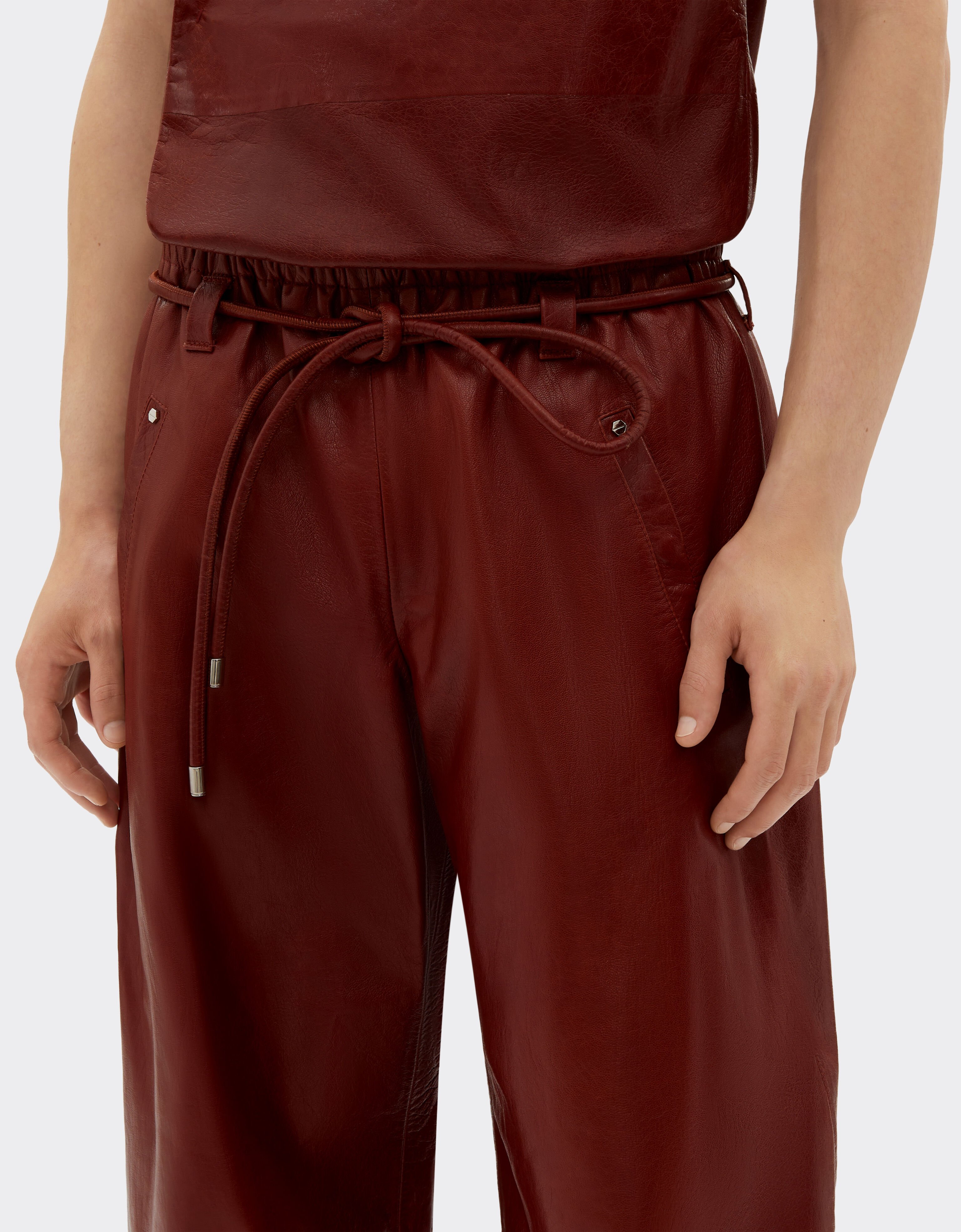 Ferrari 上蜡皮革长裤 Fired Brick 50936f