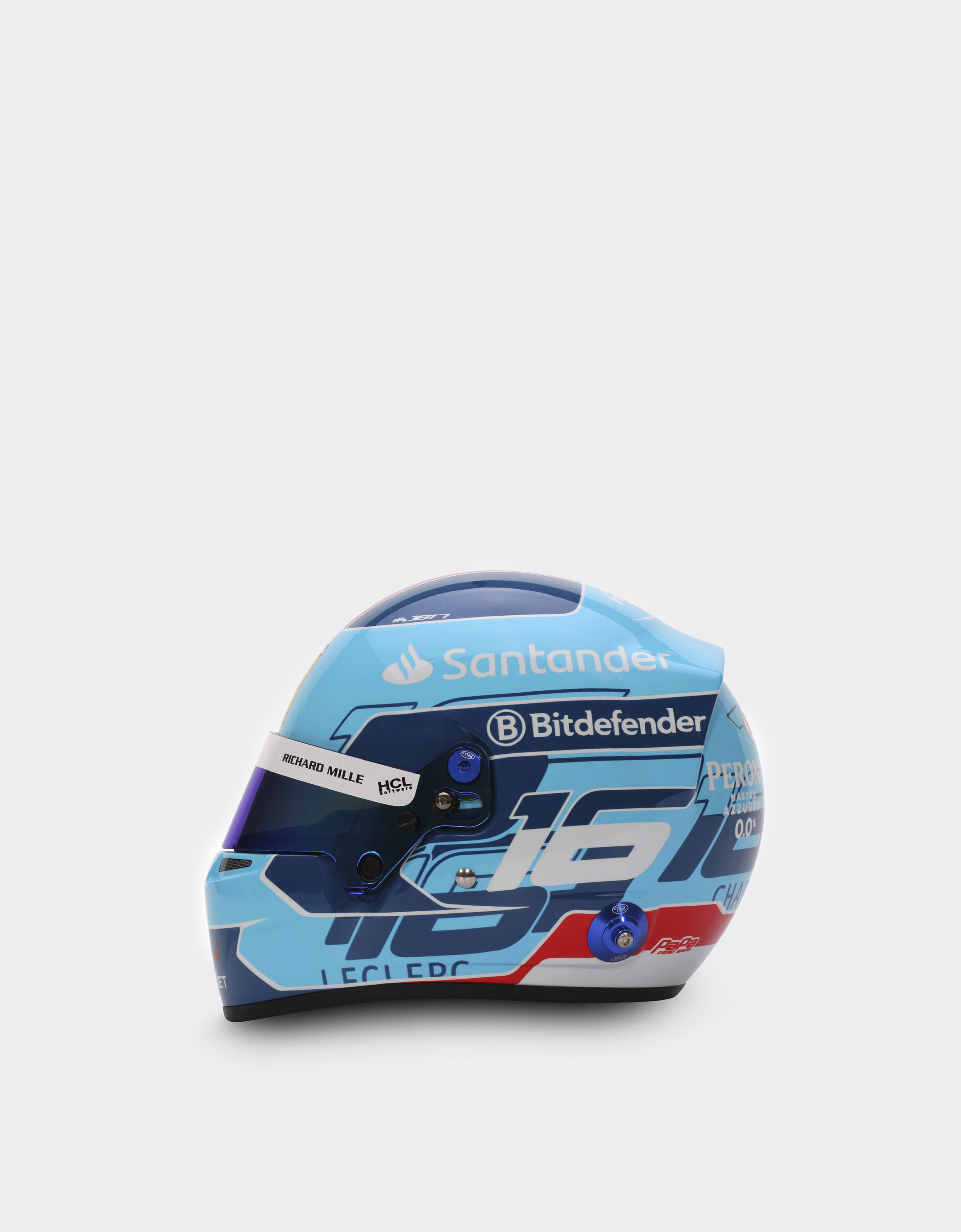 Ferrari 1:2比例 Charles Leclerc 迈阿密2024特别版迷你头盔 浅蓝色 F1348f