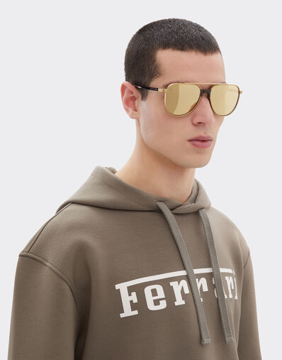 Ferrari Ferrari sunglasses in matte gold titanium and acetate with transparent yellow-gold mirrored lenses Oro LA0KSf