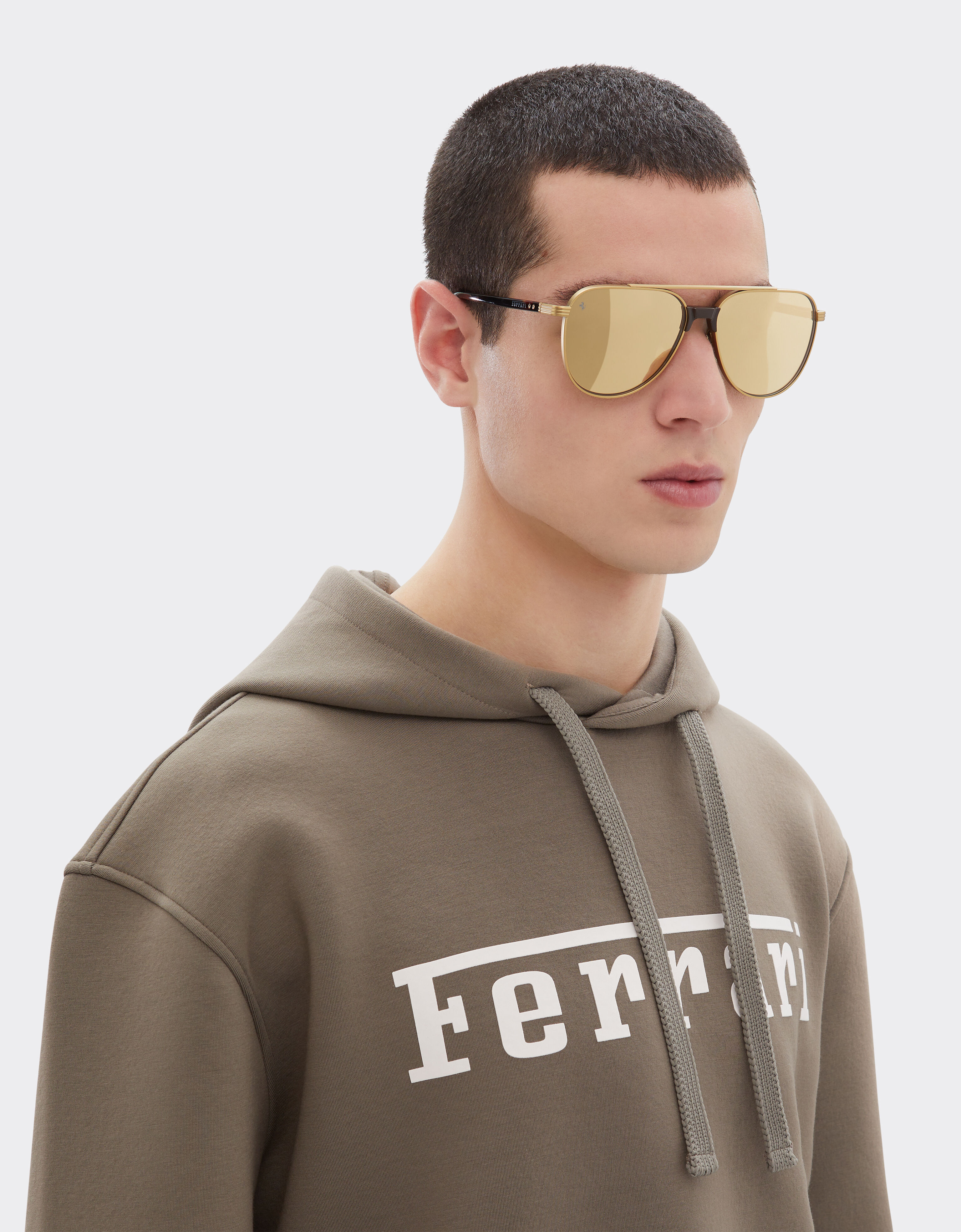 Ferrari Ferrari sunglasses in matte gold titanium and acetate with transparent yellow-gold mirrored lenses Oro LA0KSf