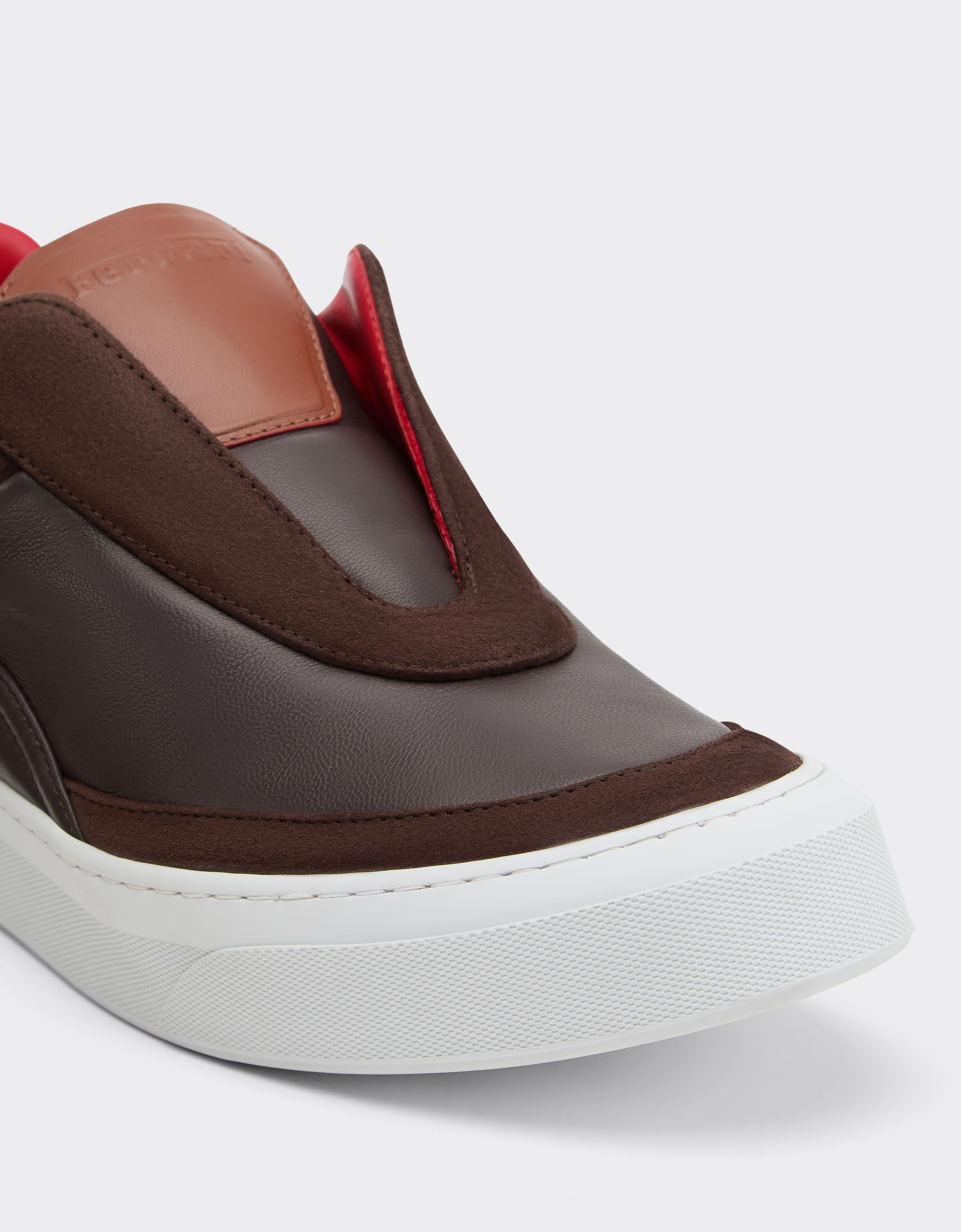 Ferrari Nappa leather and suede slip-on sneaker Espresso 22828f