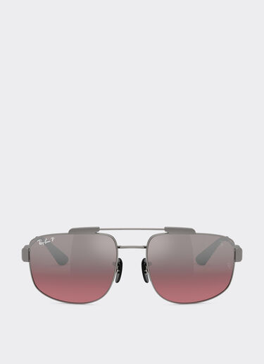Ferrari Ray-Ban for Scuderia Ferrari RB3789M 为枪灰色金属镜框，搭配偏光银色渐变酒红色镜片 Gunmetal LA0JKf
