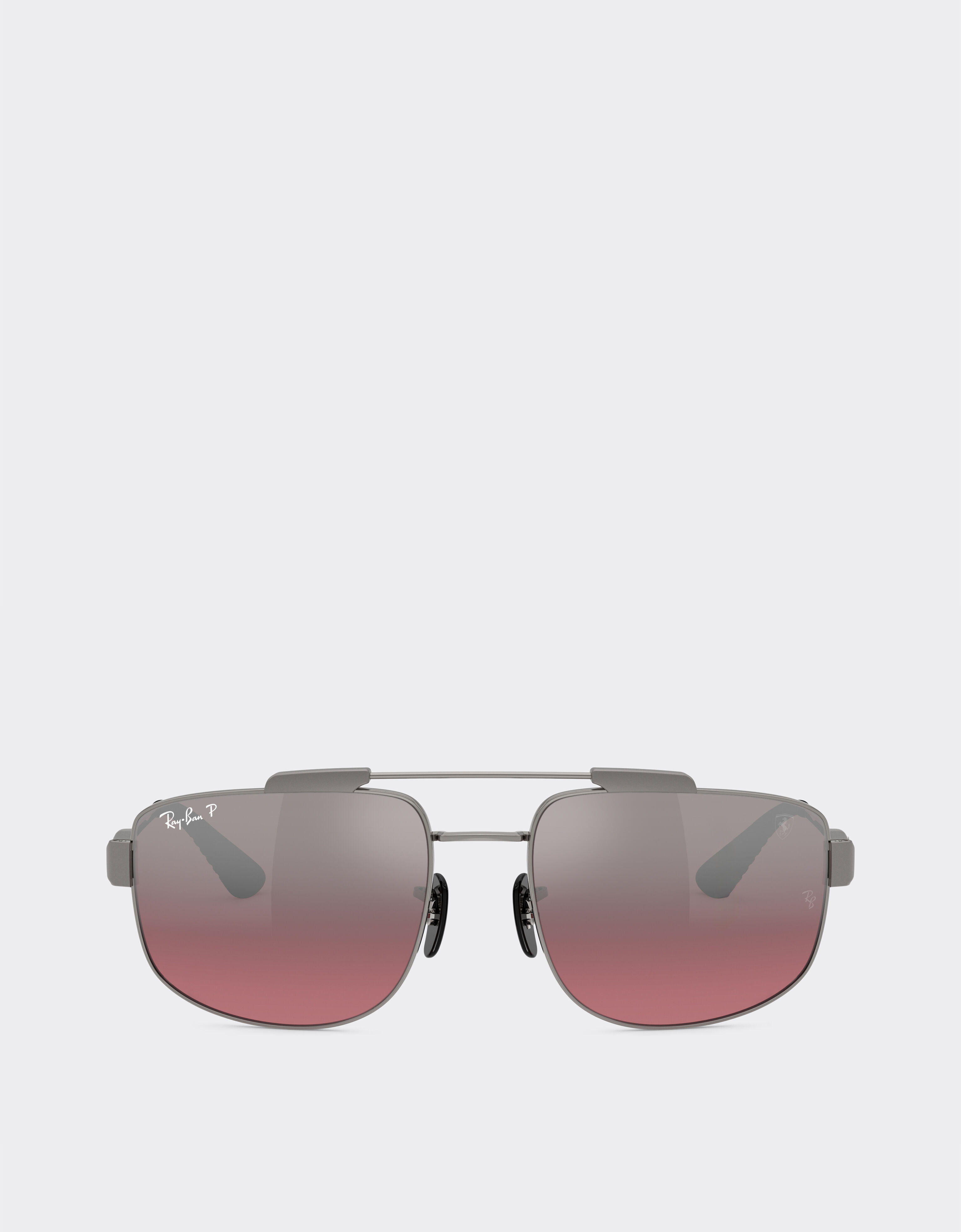 Ferrari Ray-Ban for Scuderia Ferrari RB3789M 为枪灰色金属镜框，搭配偏光银色渐变酒红色镜片 Gunmetal LA0JKf