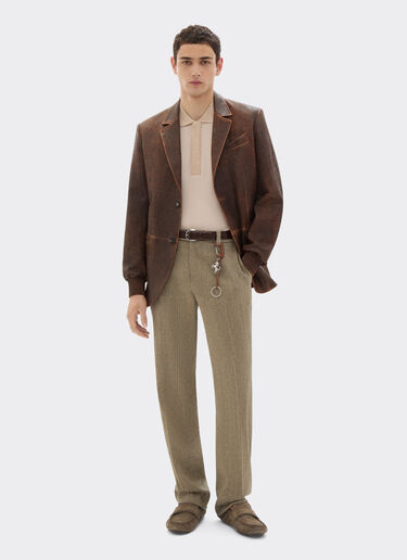 Ferrari 大马士革皮革西装外套 Khaki Green 50087f