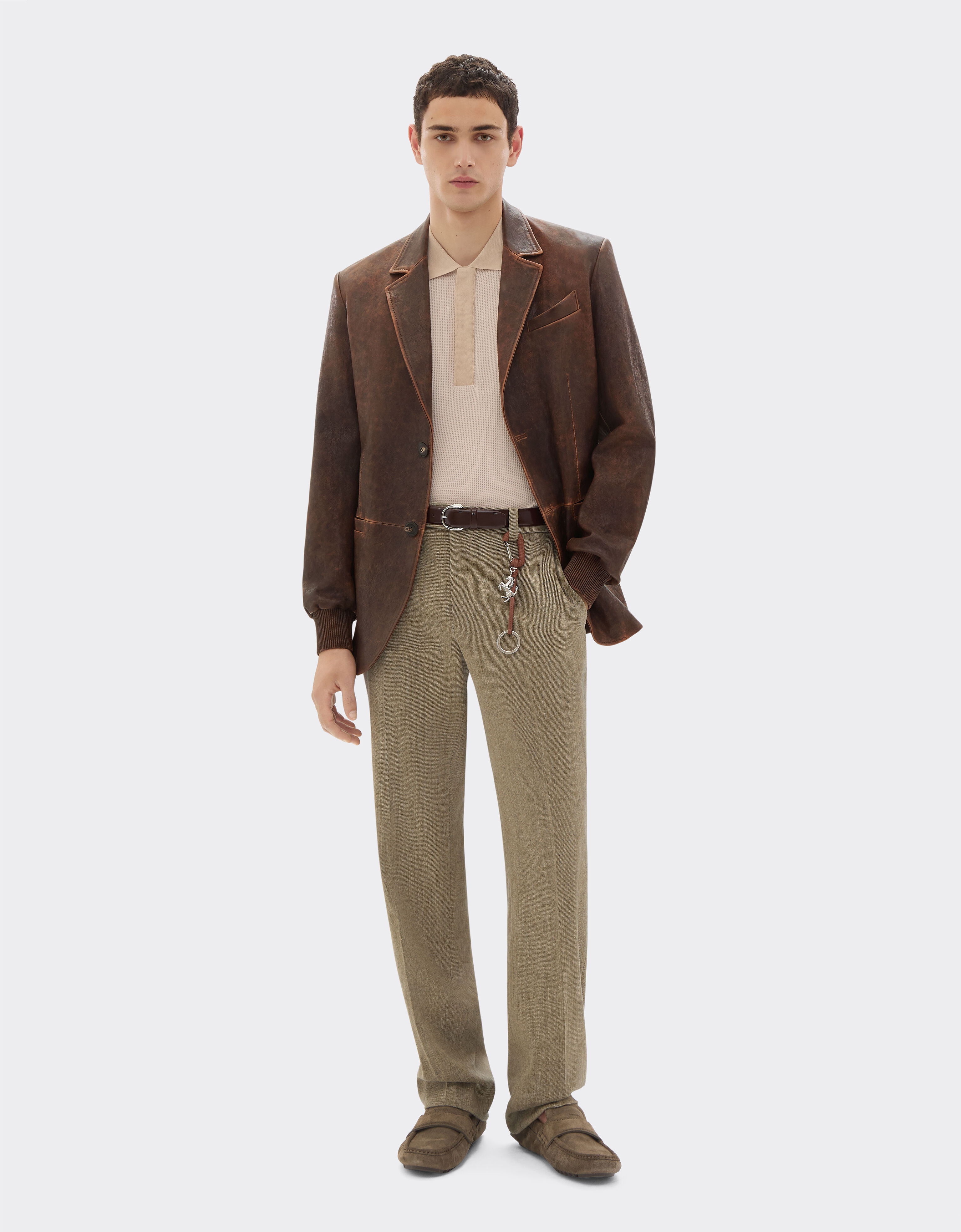 Ferrari 大马士革皮革西装外套 Khaki Green 50087f