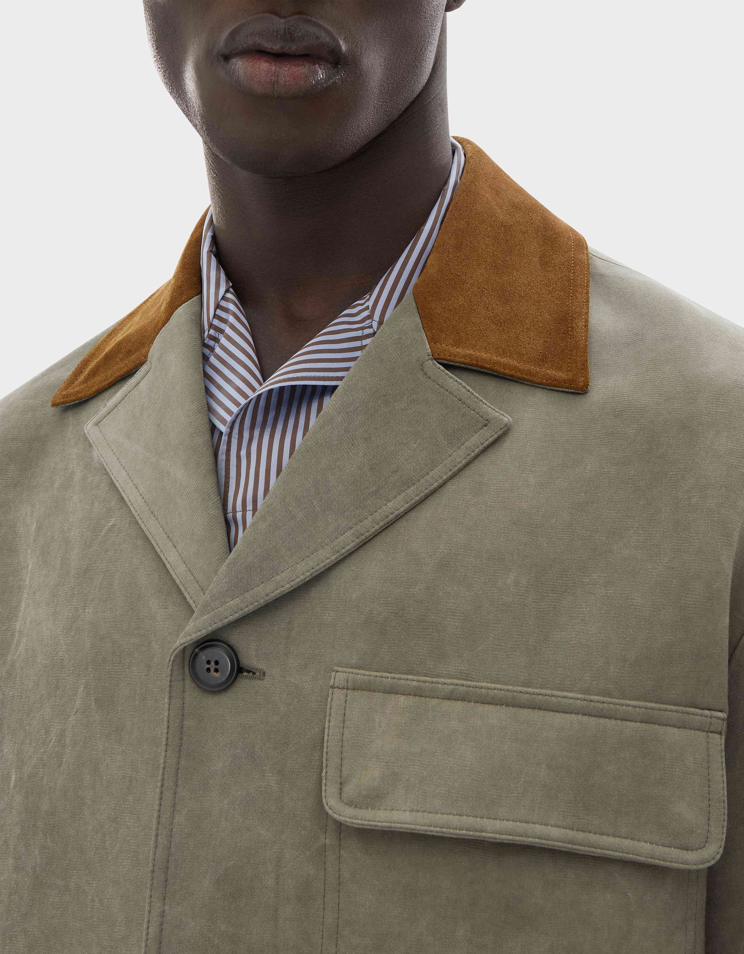 Ferrari Viscose Cady Jacket with Contrast Collar Olive green CWMJK0006WVI0005f