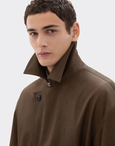 Ferrari Vintage-effect technical gabardine trench coat Khaki Green 49923f