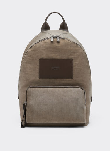 Ferrari 尼龙和皮革双肩包 Khaki Green 50166f