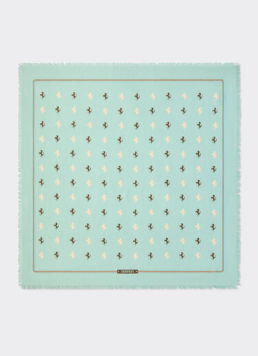 Ferrari 丝棉混纺斜纹方巾 Granite Green 50361f