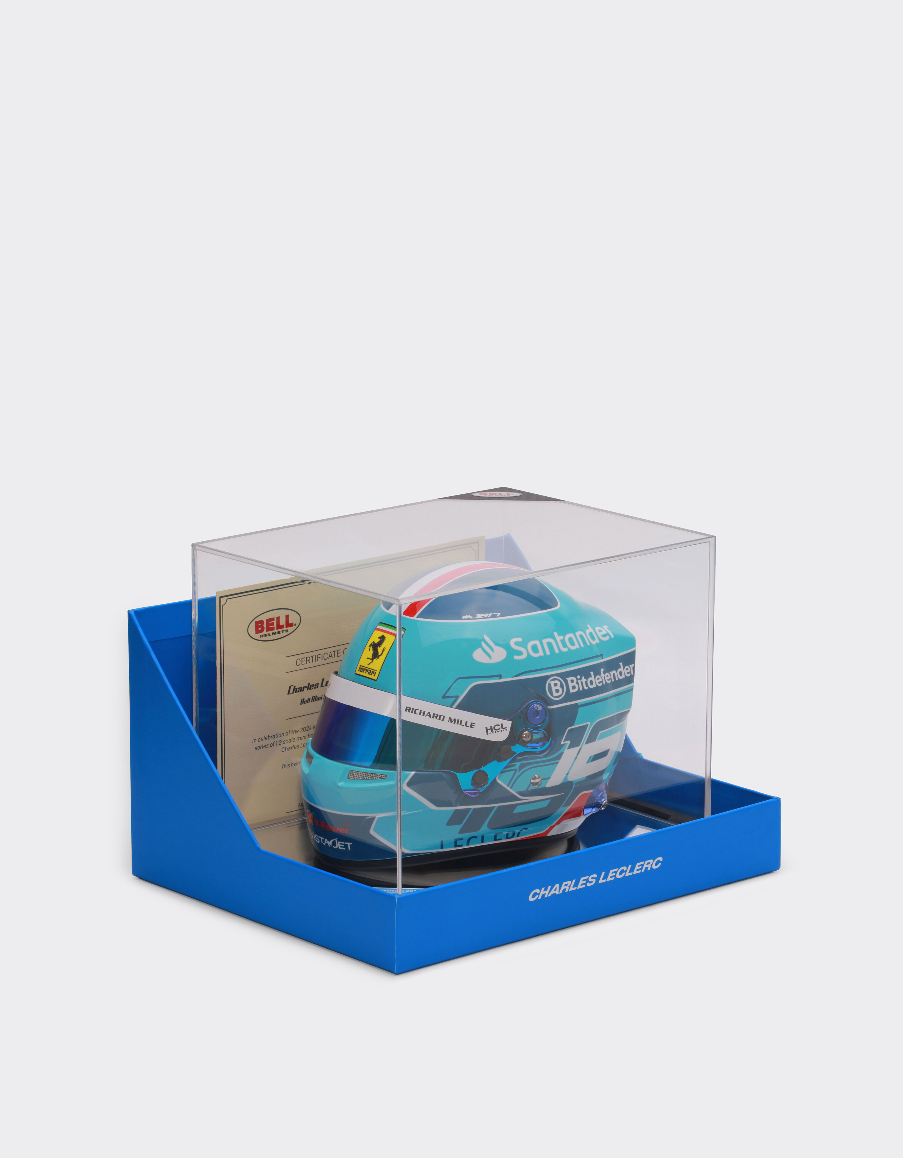 Ferrari 1:2比例 Charles Leclerc 迈阿密2024特别版迷你头盔 浅蓝色 F1348f