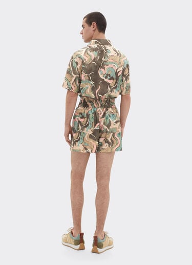 Ferrari Silk shirt with Marble Horse print Verde Cachi 50803f