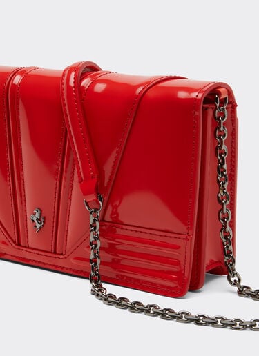 Ferrari Ferrari GT brushed leather wallet with chain shoulder strap Rosso Dino 51056f