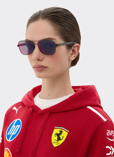 Ferrari 雷朋与法拉利车队合作款 RB8336M 蓝色/红色镜面深灰色镜片哑光黑色金属与深色碳纤维太阳镜 哑光黑 LA02Bf