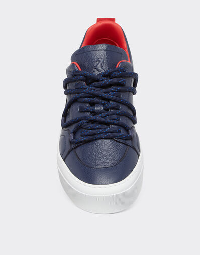 Ferrari 摔花皮革运动鞋 Navy 22067f