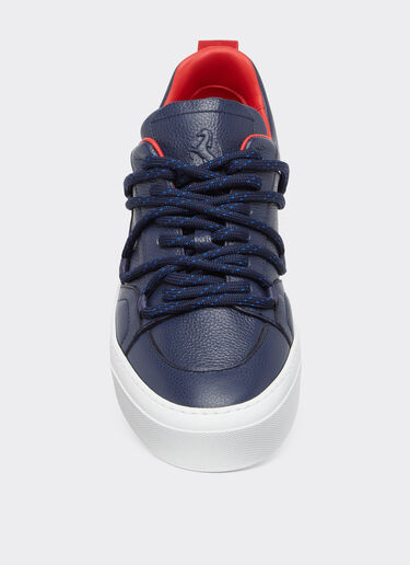 Ferrari 摔花皮革运动鞋 Navy 22067f