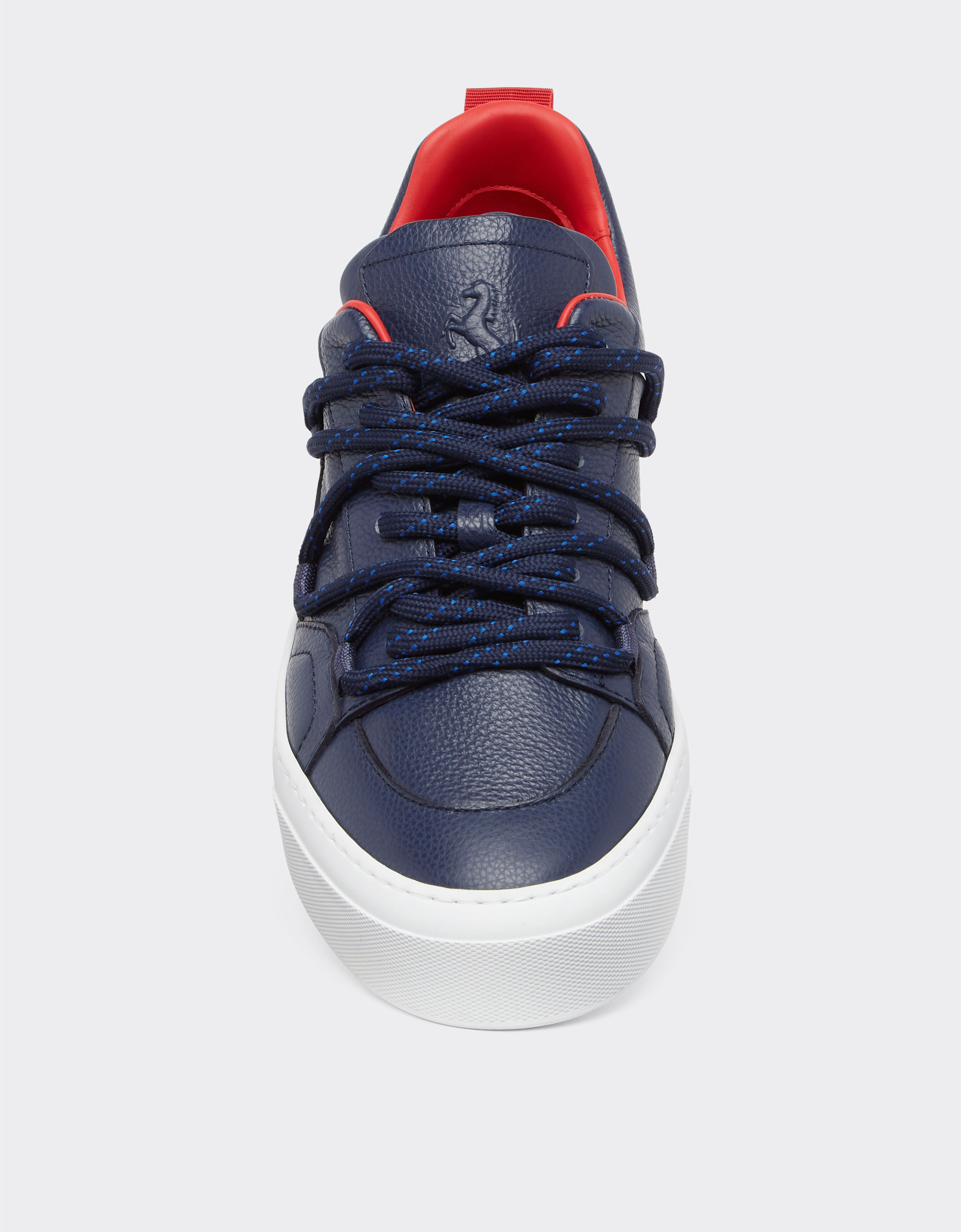Ferrari 摔花皮革运动鞋 Navy 22067f