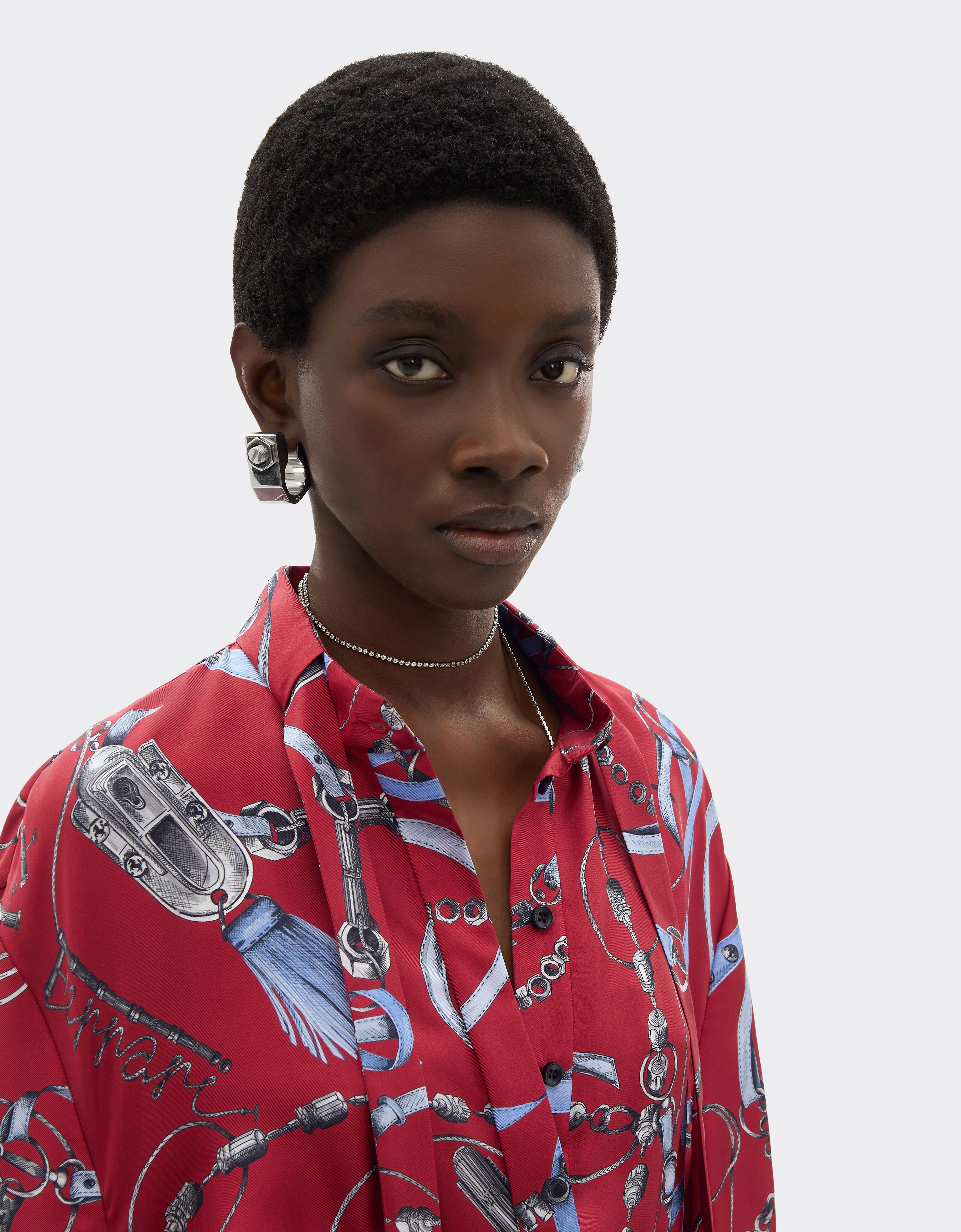 Ferrari 法拉利 Closet 印花真丝连衣裙 Maison Red 50072f