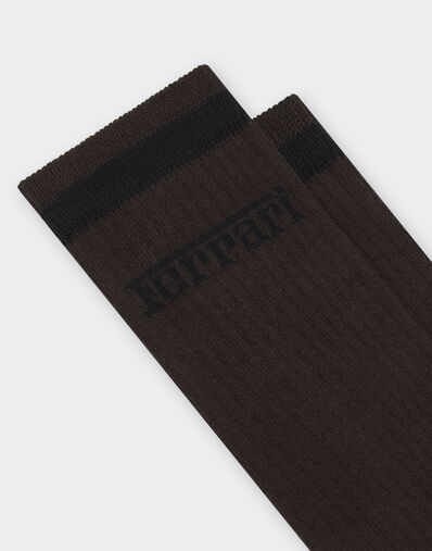 Ferrari Long cotton socks with Ferrari logo Dark brown 49190f