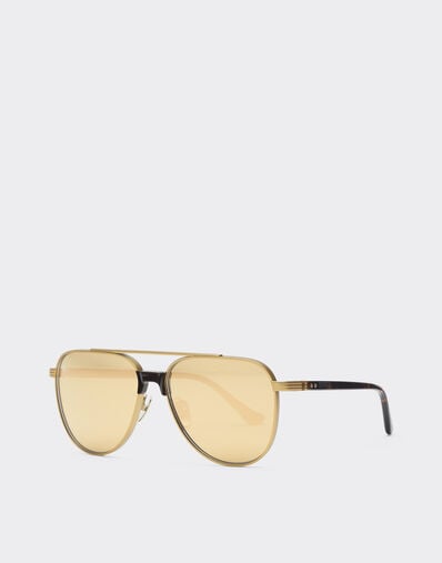 Ferrari Ferrari sunglasses in matte gold titanium and acetate with transparent yellow-gold mirrored lenses Oro LA0KSf