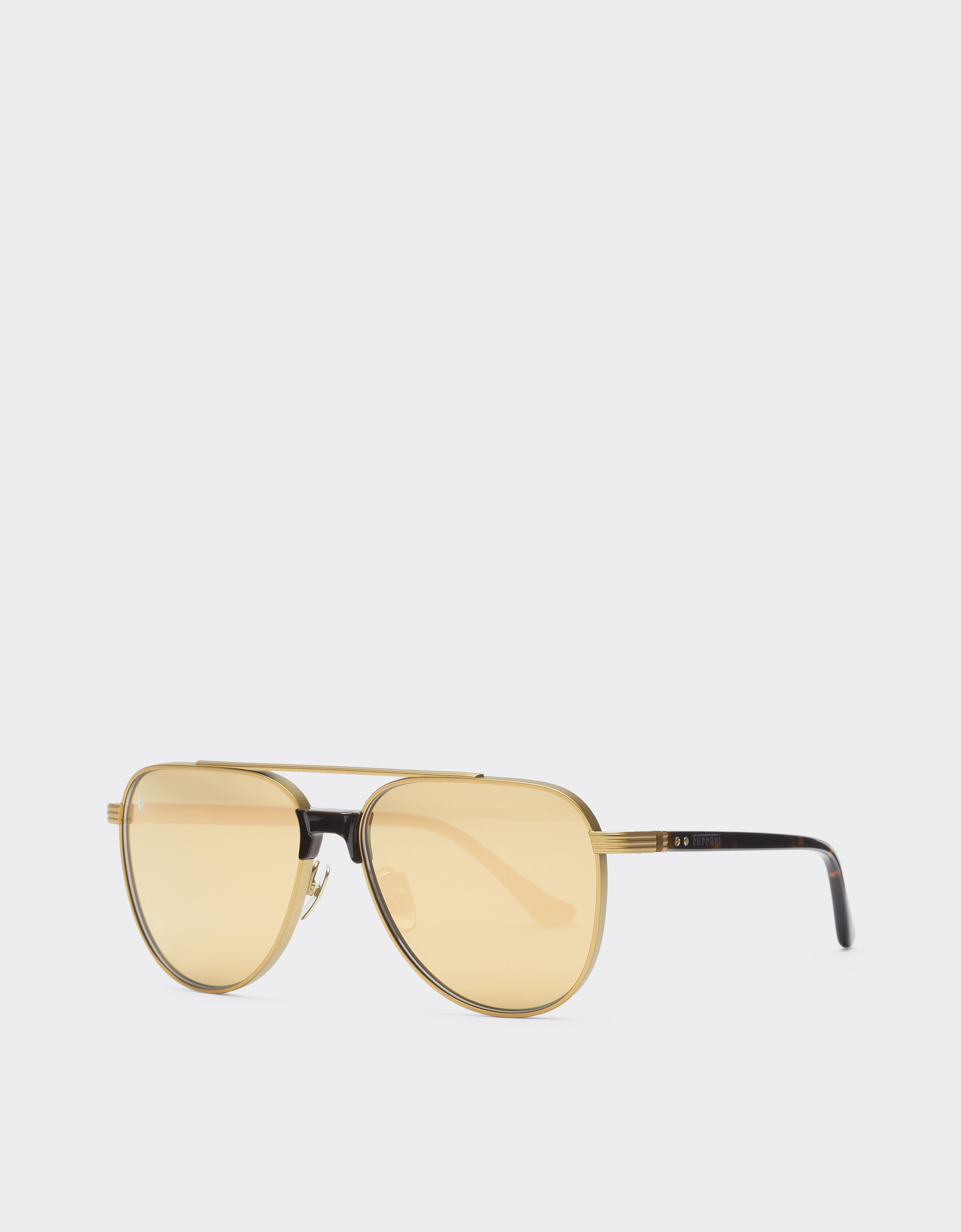 Ferrari Ferrari sunglasses in matte gold titanium and acetate with transparent yellow-gold mirrored lenses Oro LA0KSf