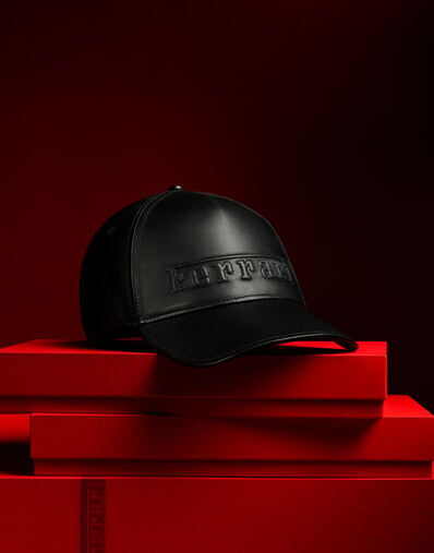 Ferrari 法拉利徽标纳帕皮革棒球帽 黑色 21748f