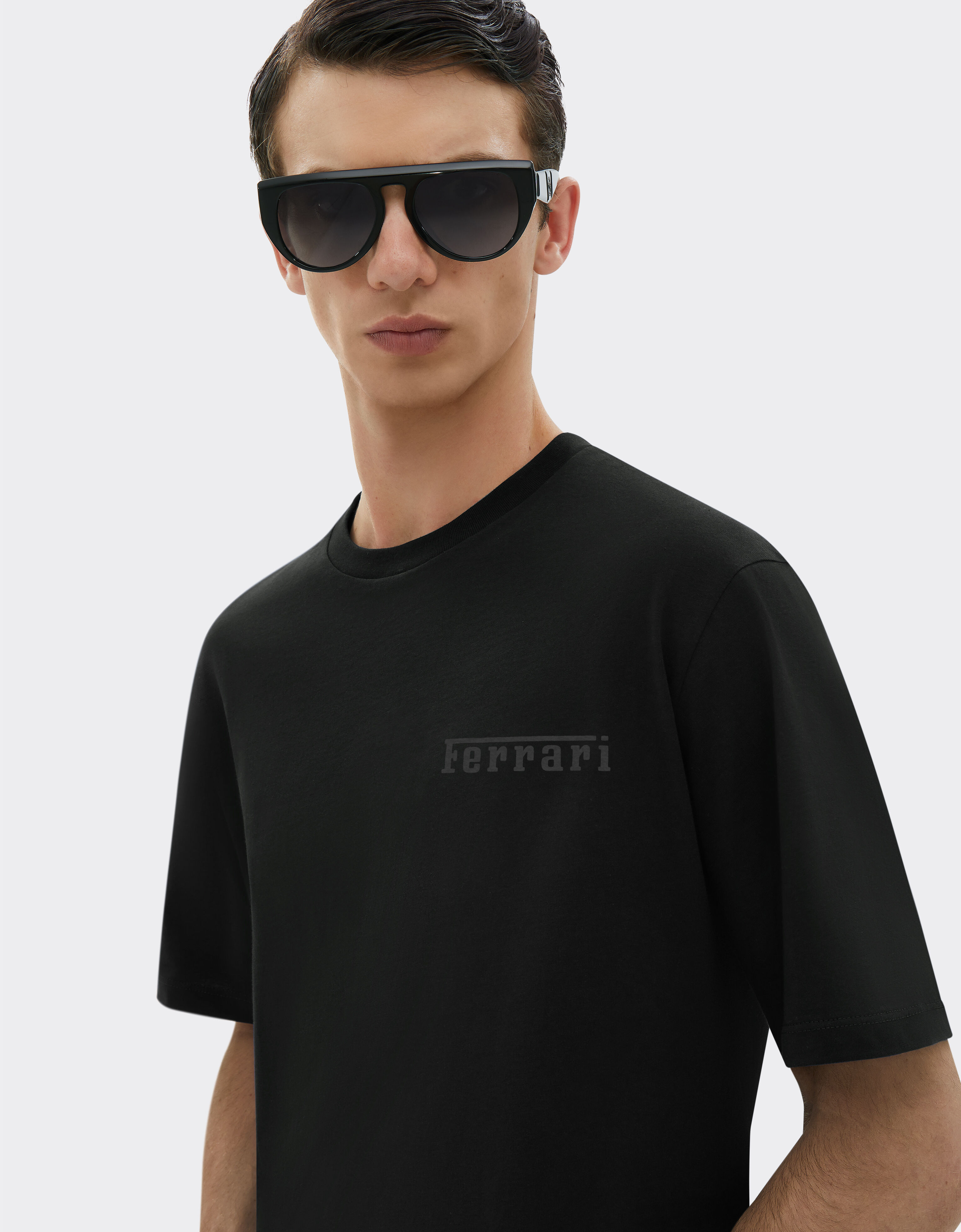 Ferrari 法拉利徽标棉质 T 恤 黑色 21163f